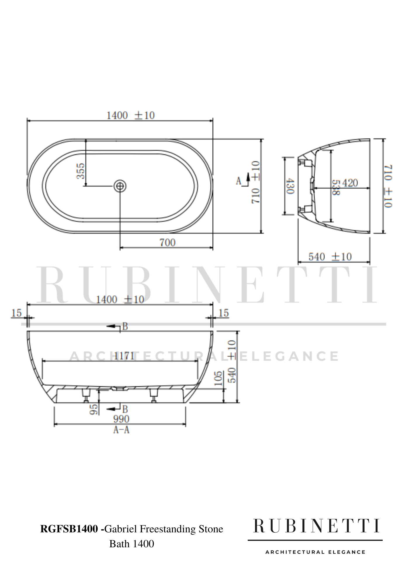 Gabriel Stone Freestanding Bath