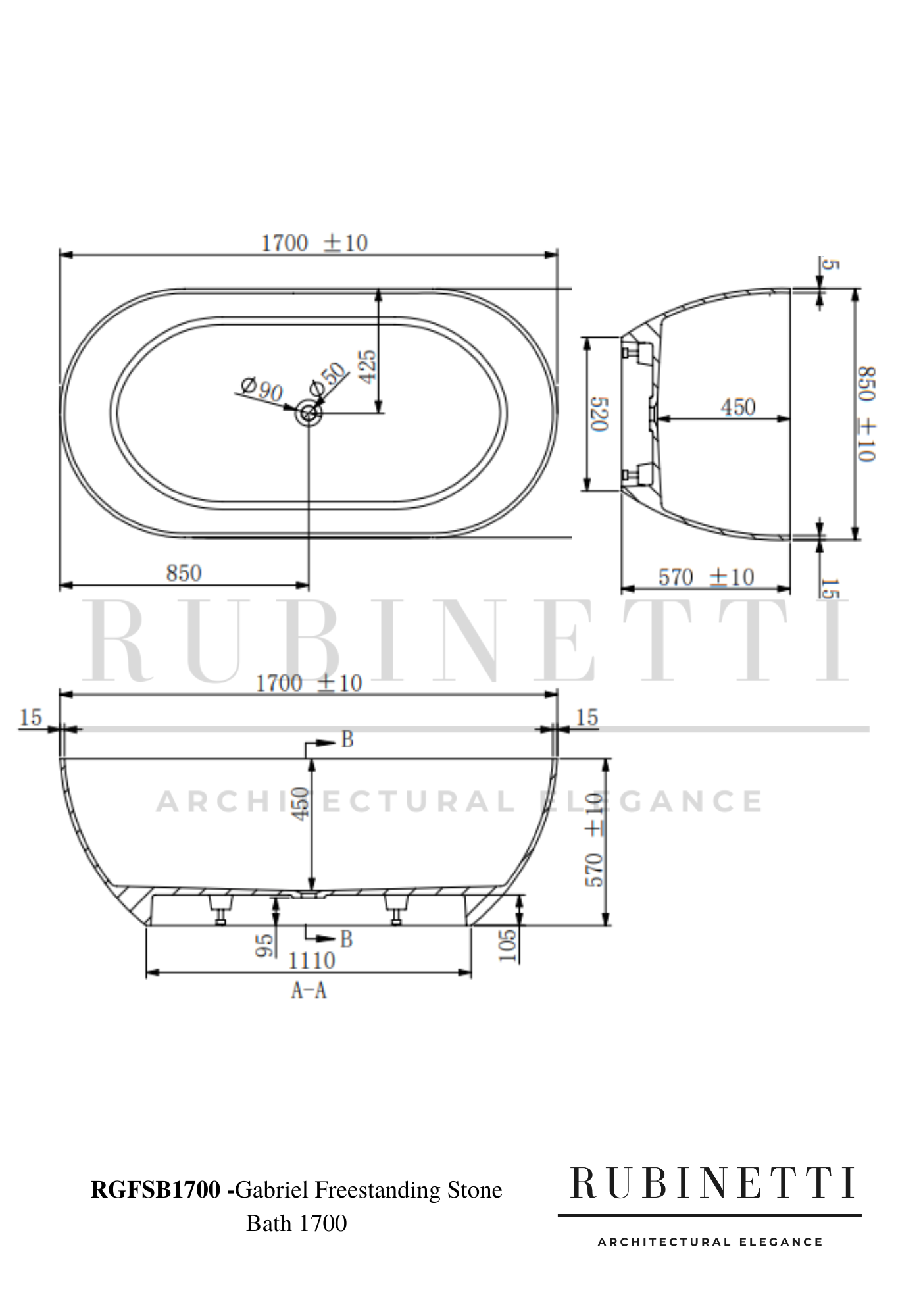 Gabriel Stone Freestanding Bath