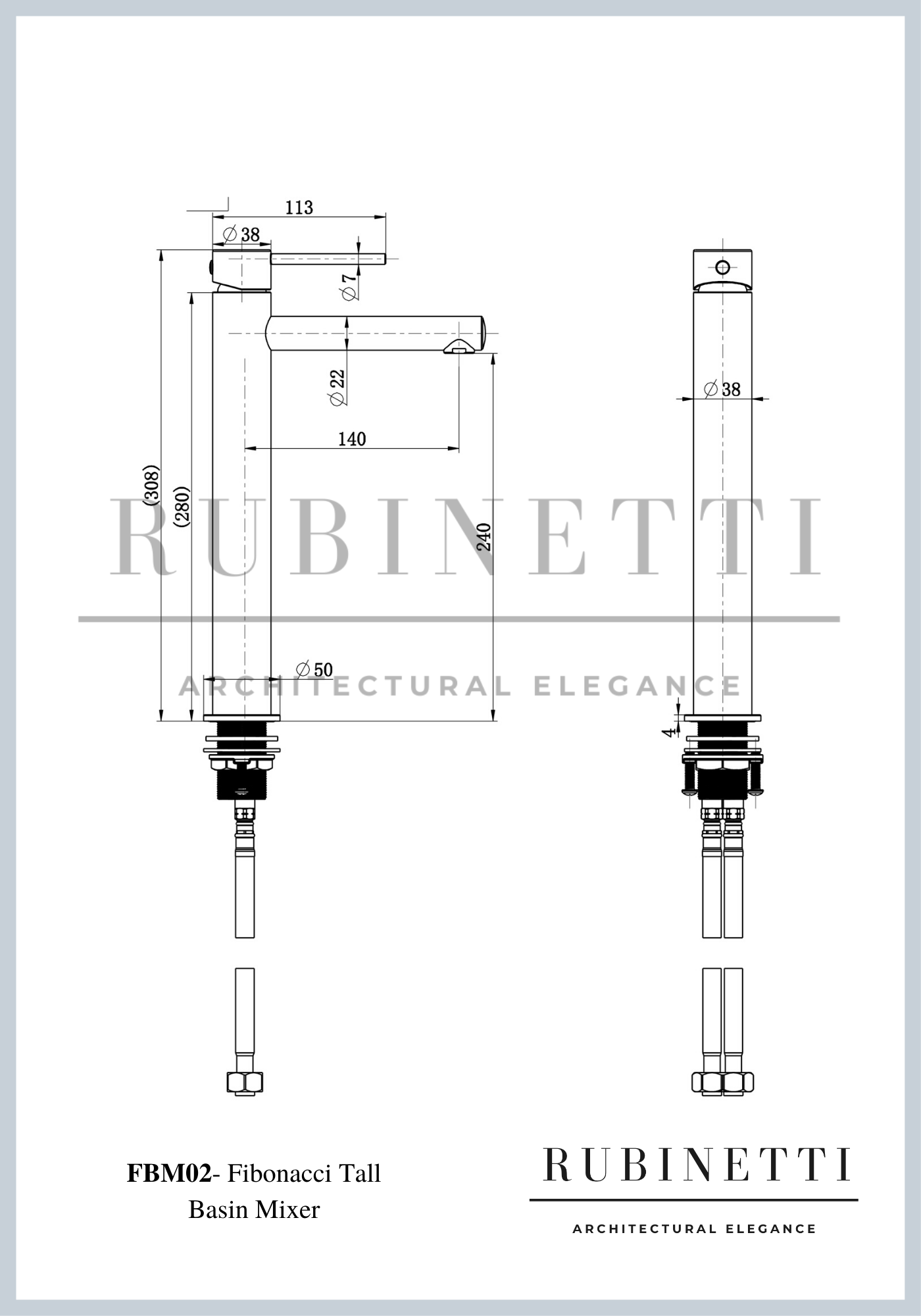 FBM02 Fibonacci Tall Basin Mixer