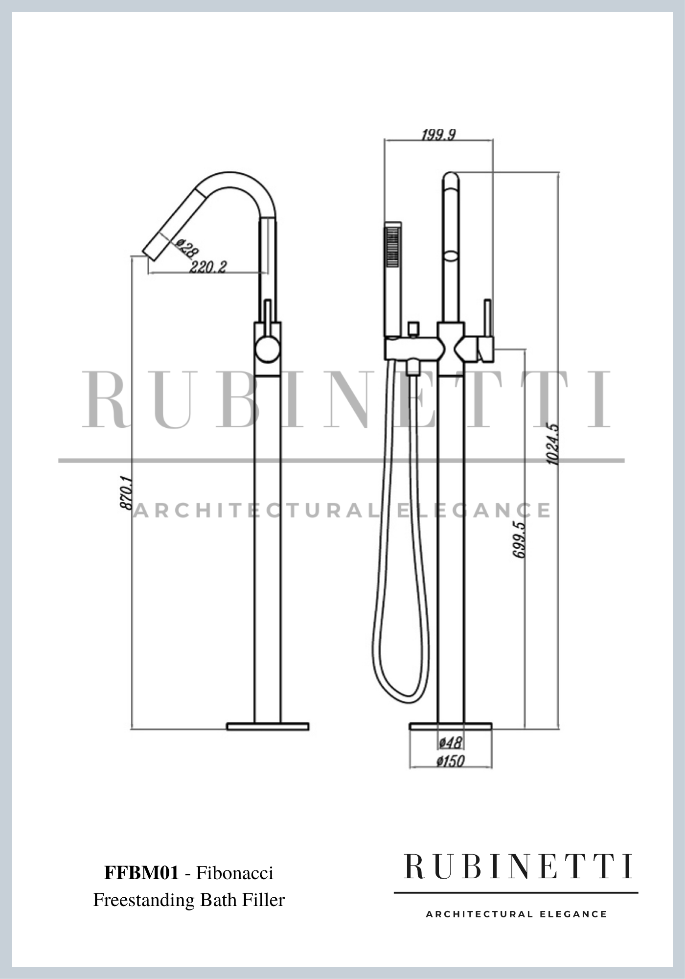 FFBM01 Fibonacci Freestanding Bath Mixer