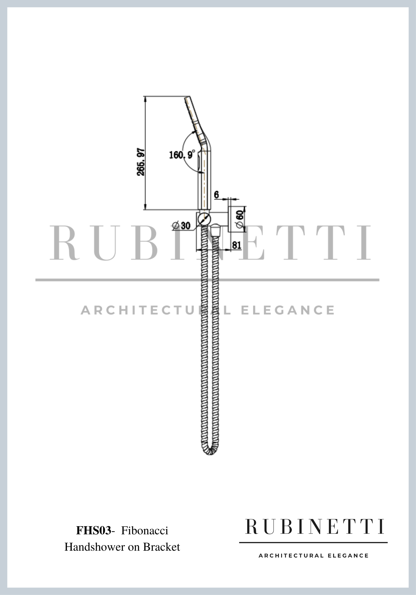FHS03 Fibonacci Handshower on Bracket