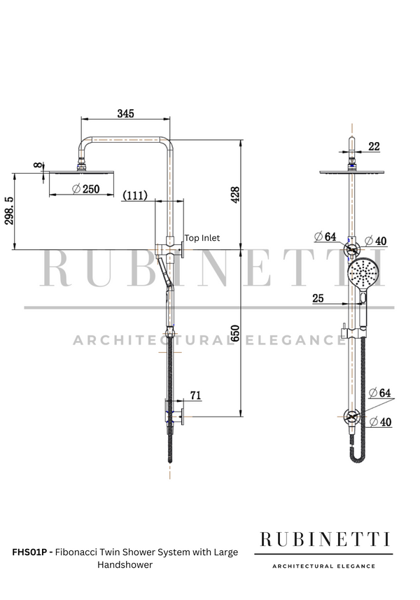 Twin Shower System- Large Hand Shower – Rubinetti Bathware